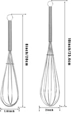 Mini Wire Whisk, 2-Pack - 8 & 10 Inch Small Whisk for Cooking - Ergonomic Spiral Handle, 304 Stainless Steel - Ideal for Whisking, Beating, Blending & Mixing Sauces - Silver