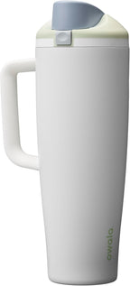 Owala FreeSip Tumbler Insulated Stainless Steel Water Bottle with Built-in Straw and Side Handle, For Travel, Work, School, and Sports, 40oz, BPA Free, Leak Proof, Iced Breeze