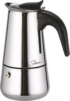 Coffee Maker 6 Cup Moka Pot Stainless Steel Percolator coffee pot Espresso Maker, Compatible with Gas, Electric, Ceramic, and Induction stovetops(10 fl oz/300 ml)