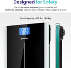 Etekcity Bathroom Scale for Body Weight, Highly Accurate Digital Electronic Weighing Machine for People, LCD Display, Large Size, 6mm Tempered Glass for Safe Home Use, Batteries Included, 400 lbs