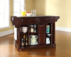 Crosley Furniture Alexandria Stainless Steel Top Rolling Kitchen Island Storage Cart, Spice Rack, Mahogany