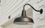 Steel Lighting Co. Gardena Barn Light | Outdoor Wall Mounted | 16" Dome | 11" Straight Arm | Farmhouse Light Made in America | Matte Black Exterior/White Interior