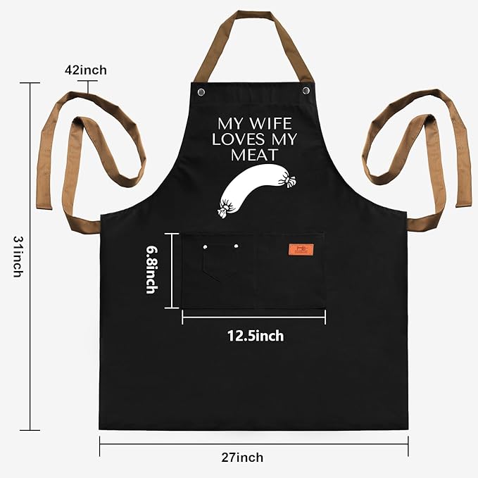 REHAVE Funny Gifts for Men Apron - Dad Gifts - Husband Gift from Wife - Father's Day, Birthday Naughty Gift for Men, Male Friends, Boyfriend, Guy, Chef, Him, Coworker - BBQ Cooking Grilling Aprons