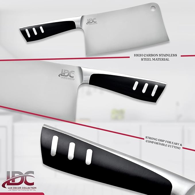 LDC Meat Cleaver Heavy-Duty 7" Inch Knife - High-Carbon Stainless Steel Chef Knife for Meat and Vegetables - Butcher Bone Cutting Knife for Home and Restaurant Use