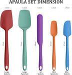 Coukre Silicone Spatula Set of 5,High Heat Resistant, Food Grade Silicone, Upgraded Extended Reinforced Handle,Dishwasher Safe, for Baking, Cooking (Pure Colorful B, Solid color)