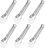 6PCS Serving Tongs, 7Inch Buffet Tongs, Stainless Steel Food Tong Small Serving Utensils for Cooking, Entertaining, Salad, Barbecue, Buffet, Toast and Steak by Sunenlyst (Stainless buffet tongs)