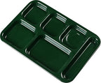 Carlisle FoodService Products Right Hand 6-Compartment Melamine Tray 14.5" x 10" - Forest Green, Length: 14.5
