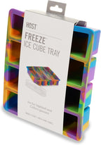 Host Ice Cube Tray, Makes Four 5-Inch Long Cubes, Durable Silicone Trays with Easy Release Design, Perfect for Water Bottles and Highball Glasses, Home Bar Accessories, Set of 1, Colored Marble
