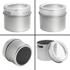 Talented Kitchen Magnetic Spice Jars for Refrigerator - 3 oz, Stainless Steel, Set of 12 - Spice Containers with Labels - Magnetic Travel Containers & Camper Must-Haves
