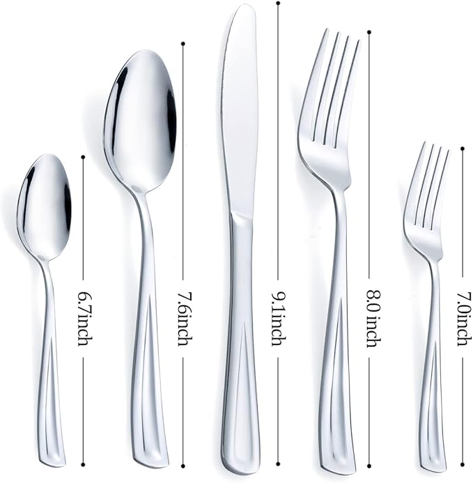 40-Piece Silverware Set for 8, GoGeiLi Stainless Steel Flatware Cutlery Set for 8, include Fork, Knife and Spoon Set, Mirror Finished