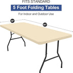 homing Rectangle Table Cloth Cover, Waterproof Polyester Elastic Fitted Tablecloth, Fits for 5 Foot Folding Tables, Washable Table Protector for Picnic, Camping, Outdoor (Champagne, 30" x 60")