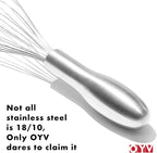 8" Whisk, Ergonomic Handle, Dishwasher Safe 18/10 Stainless Steel Whisk, Professional Kitchen Metal Wisk, Perfect for Whisking, Blending, Beating, and Baking