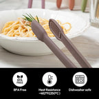 carrotez Silicone Cooking Kitchen Tongs, Anti-Slip,Non-Scratch Serving Tongs 9.25 Inches - Milk Cocoa