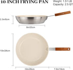MARSKITOP 10 Inch Frying Pan Nonstick, Stainless Steel Skillet with Ceramic Coating, PFAS Free, Fry Pan with Ergonomic Wooden Handle, Suitable for All Stove