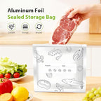 Reusable Aluminum Foil Sealable Storage Bags, 2026 New Resealable Vacuum Zipper Pouches, Stand Up Foil Sealable Bags with Label and Zip Lock for Kitchen (30, Medium)