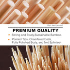 12" Natural Bamboo Skewers for BBQ，Appetiser，Fruit，Cocktail，Kabob，Chocolate Fountain，Grilling，Barbecue，Kitchen，Crafting and Party. Φ=4mm, More Size Choices 6"/8"/10"/14"/16"/17.5"/30"/36"(1000 PCS)