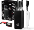 knife set.7piece kitchen knives block set with sharpener.Premium Stainless Steel Cooking Knife Set for Chef,Hardwood Kitchen black Knife Set .Dishwasher Safe Knives Sets for Kitchen.
