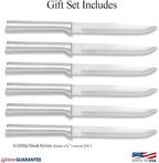 Rada Cutlery 6-Piece Utility/Steak Knife Gift Set (S06), Stainless Steel Hollow Ground Blades, Made in USA, Black Handles