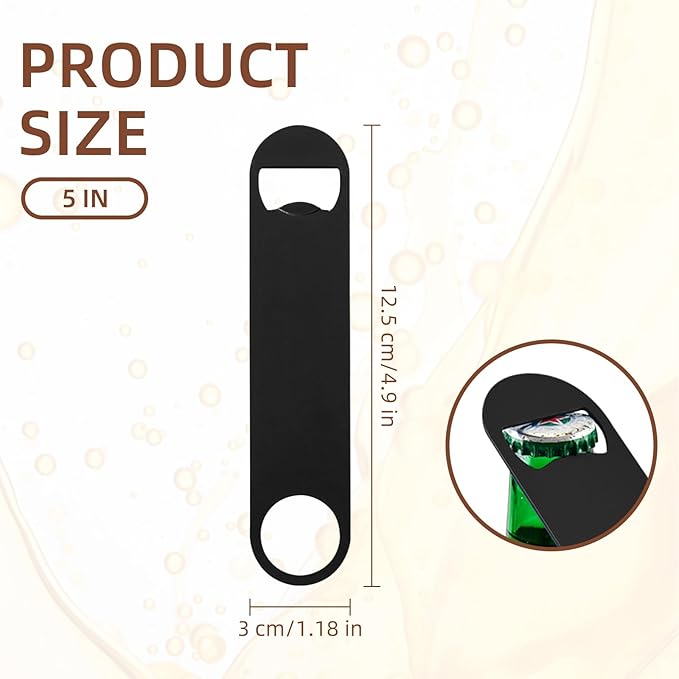 100 Pack Flat Beer Bottle Opener 5 inch Stainless Steel Flat Bottle Opener Black Beer Bottle Openers for Bartender Kitchen Bar Restaurant (5 Inch)