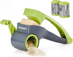 KITEXPERT Cheese Grater with Handle, Parmesan Cheese Grater with 2 Stainless Steel Drums, Rotary Cheese Graters Handheld for Grating and Shredding Hard Cheese, Chocolate