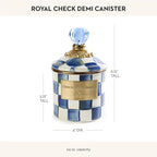 MACKENZIE-CHILDS Royal Check Enamel Canister, Blue-and-White Kitchen Storage Container with Lid, Demi