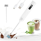 Rechargeable Milk Frother Handheld, 3 Speeds Electric Coffee Mixer Wand with Stainless Steel Whisk for Hot Chocolate, Eggs, Latte, Cappuccino (White)