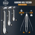 Tongs For Cooking - Heat Resistant 600 Degrees Stainless Steel Kitchen Tong,Heavy Duty Metal Locking Tongs - Perfect for Food, BBQ set of 3 (7",9" and 12") Grey