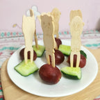BLUE TOP 100pcs Cute Animals Food picks for Party Bamboo Mini Forks 3.5inch Food picks Bamboo Enviromental material Reuseable Mini Appetizers Picks for Food,Appetizer,Pastry Children's Day