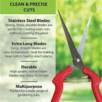 Garden Guru Straight Stainless Steel Pruner Pruning Shears Clippers Snips Sharp Bonsai Cutter Plant Trimming Scissor Straight Blade Garden Scissors Tool -Great for Roses Flowers Herbs Fruits (4 Pack)