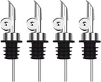 4 Pcs Olive Oil Dispenser, Speed Liquor Pour Spout with Flip Top, Stainless Steel Auto Pour Spouts for Liquor, Oil, Vinegar, Syrup and Other Liquid Bottles