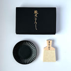 Japanese Traditional Grater for Wasabi and Ginger with Minoyaki Plate Made in Japan (with Minoyaki small plate, Black plate & Grater small size)