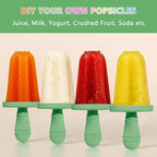 Silicone Popsicle Molds for Toddlers, 6-Cavity x 2oz Food-Grade Ice Pop Mold, Reusable DIY Fresh Fruitsicle Frozen Treats Maker (GREEN)