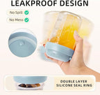 4 Pack Overnight Oats Containers with Lids and Handles, Folding Spoons & Divided Compartments for Fruit & Nuts, 16oz Glass Mason Jars for Oatmeal, Meal Prep & Breakfast (Cream/Blue/Gray/Pink)