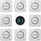 SINGCALL Restaurant Pager System Waiter Calling System Pagers and Beepers for Kitchen,Fast Food,Hotel,Restaurants,Cafe,Bar to Call Waiters 8 Waterproof Wireless Call Buttons 1 Number Display Receiver