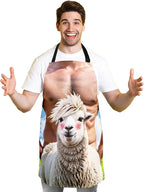 Funny Men Cooking Grilling Aprons Belly BBQ Funny Gag Gifts for Christmas, White Elephant Gift Exchange (Goat, One Size)