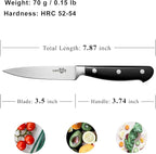 KUMA Paring Knife - 3.5 Inch Pro Bolster Japanese Profile Kitchen Knife For Detailing With Ease - Stainless Steel Vegetable & Fruit Knife With Ergonomic Design