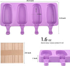 WMKGG Popsicle Silicone Molds Set, 2 PCS Ice Cream Molds with 50 Wooden Sticks for Cake Pop, Ice Pop, Cakesicles (Standard Size/Purple)