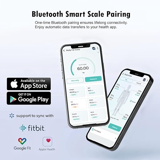 Smart Scale for Body Weight Scale with Body Fat BMI Muscle, NUTRI FIT Digital Bathroom Scale Bluetooth Composition Analysis Sync App, 17 Metrics High Accuracy for Weight Loss, 7-in-1 Large VA Display