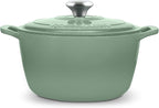 Signature Enameled Cast Iron Dutch Oven, Non-Stick Serving Pot with Tight Fitting Lid for Perfect Roasting, Baking, Sauteing, and Bread Making | 10Q (9.5L) - Sage