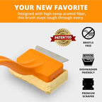 Grill Rescue BBQ Replaceable Scraper Cleaning Head - Bristle Free, Safe for Stainless Steel & Cast Iron Grates - Premium Aramid Fiber, Dishwasher Safe, Built-in Bottle Opener (Better Brush)