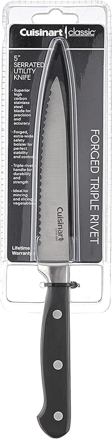 Cuisinart C77TR-5SUT Triple Rivet Collection 5" Serrated Utility Knife, Black