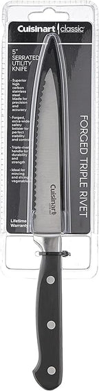 Cuisinart C77TR-5SUT Triple Rivet Collection 5" Serrated Utility Knife, Black