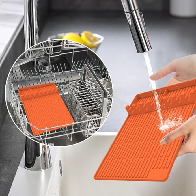 Silicone Grill Mat Compatible with Blackstone, Silicone Griddle Tools Mat with Drip Pad, Spatula Mat for Outdoor Grill Kitchen Counter