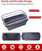 Large size foldable silicone bread loaf pan with lid,11x4.7 Inch easy to store non stick Bread Baking Pans,Sourdough Bread Pan with Baking Tool Supplies Kit for Homemade Bread, Cake