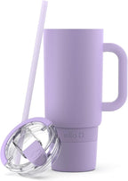 Ello Port 40oz Tumbler with Carry Loop & Integrated Handle, Vacuum Insulated Stainless Steel Reusable Water Bottle, Travel Mug with Leak Proof Lid & Straw, Perfect for Iced Coffee & Tea, Lilac