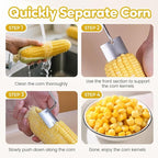 Easy Clean Corn Cob Peeler, 2025 New Corn On The Cob Stripper Tool with Long Handle, Stainless Steel Corn Cutter for Corn Cob With Corn Holder (Green-2 pcs)