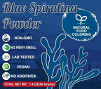 Blue Spirulina Powder - 40g Natural Blue Food Coloring, No Fishy Smell, 100% Vegan Phycocyanin Extract Spirulina Powder, Plant Based Food Dye for Cake Decorating, Smoothie, Baking, Drinks