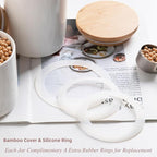 Sweejar Ceramic canisters for kitchen counter,Stackable Food Containers Set with Airtight Seal Bamboo Lid for Serving Ground Coffee, Tea, Spice, Flour and Sugar-Set of 3 (White)