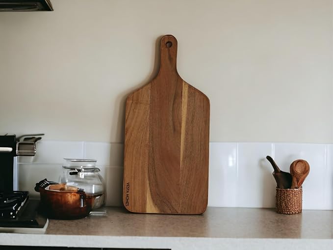Vesta Homes Wooden Cutting Board for Kitchen/Chopping/Serving Board, Platter for Vegetables, Cheese and Charcuterie | Acacia Wood |16 * 7 Inches | Handmade in India