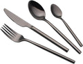 24 Piece Silverware Set For 6 Black Heavy duty 18/10 Stainless Steel Flatware Set Modern Design Knife/Fork/Spoon Mirror Polished Dishwasher Safe Cutlery Set with Gifts
